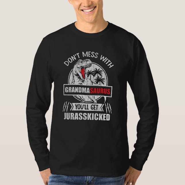  inte med Grandma Saurus Dinosaur Family Mamma T Shirt (Framsida)