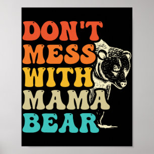inte med Mamma Bear Groovy Stil Mors dag Poster
