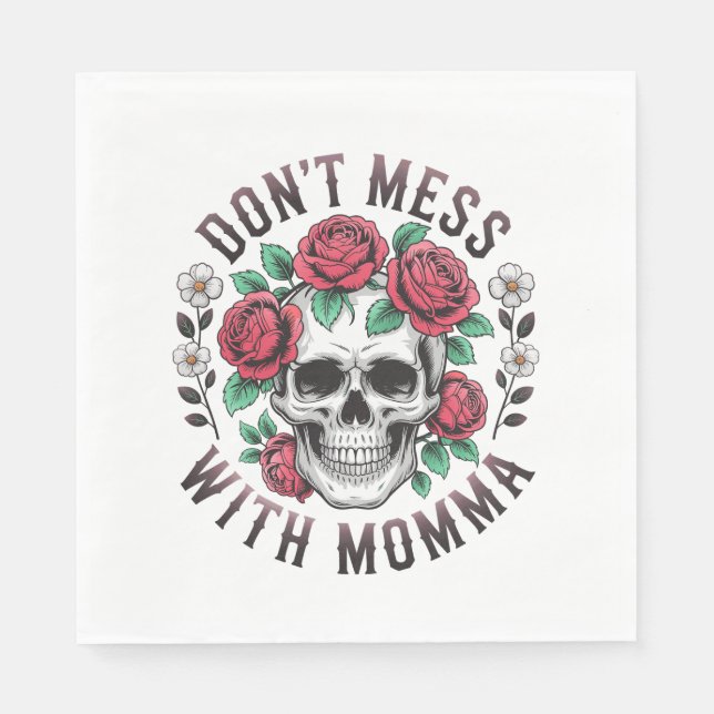  inte med mamma Blommigt Skull Pappersservett (Framsidan)