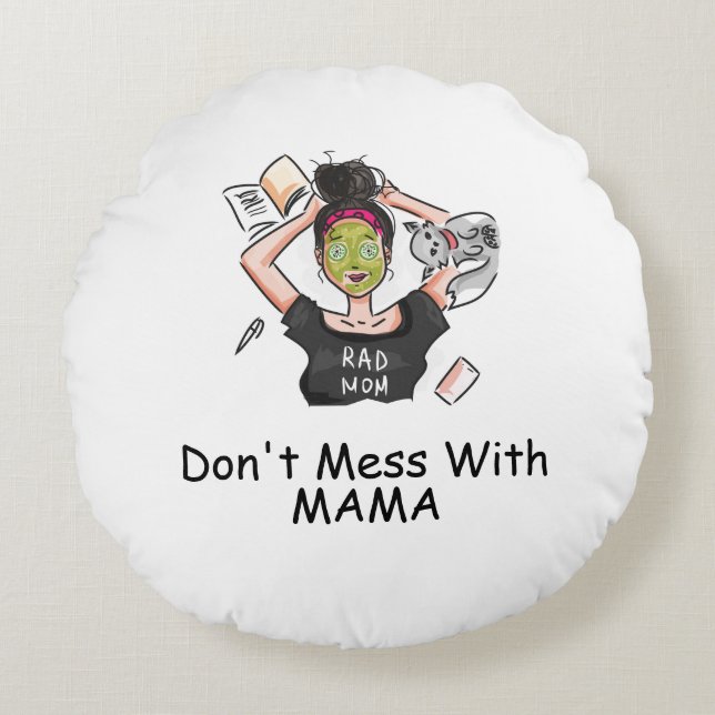  inte med Mamma Rund Kudde (Framsidan)