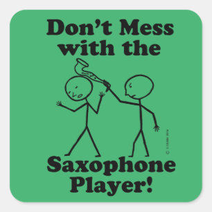  inte med saxofonspelarens kvadratstreck fyrkantigt klistermärke