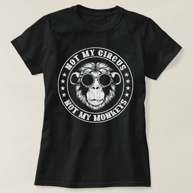 Inte min circus-apor, fynt apa, magr. t shirt (Design framsida)