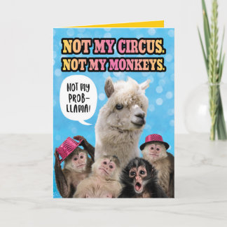 Inte min cirkus, inte mina apor födelsedagen Llama Kort