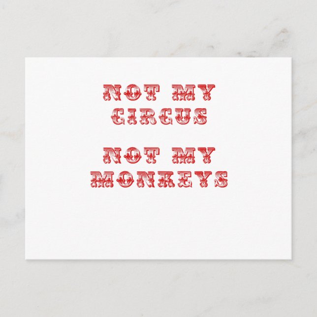 Inte min cirkus, inte mina apor vykort (Framsida)