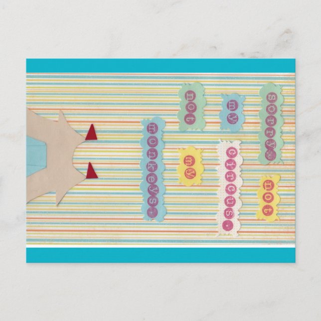 Inte min cirkus. Inte mina apor. vykort (Framsida)