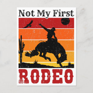 Inte min första Rodeo Cowboy Cowgirl Horse Sunset Vykort