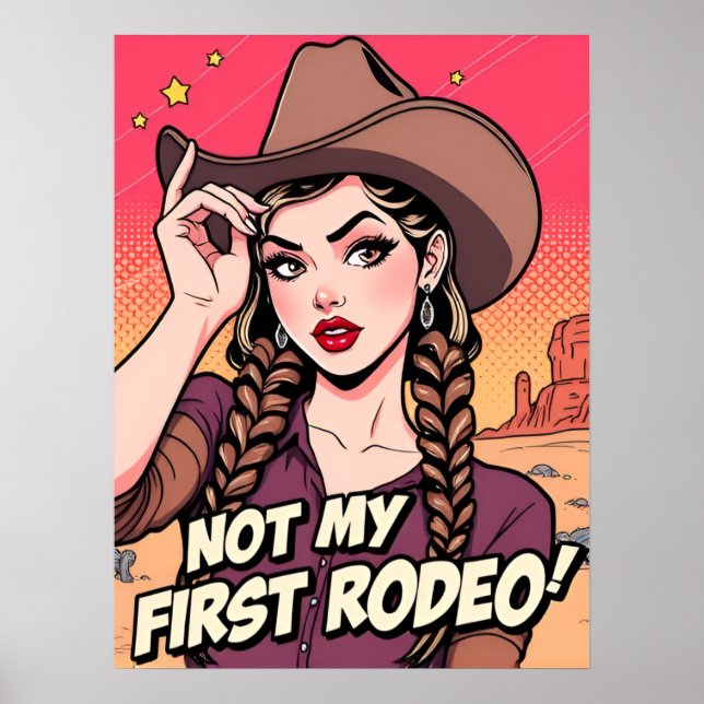 Inte min första Rodeo Cowgirl-Poster-Retro Art-uts Poster (Framsidan)