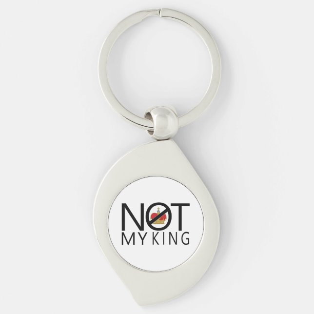 Inte min Kung Swirl Silverfärgad Nyckelring (Framsidan)