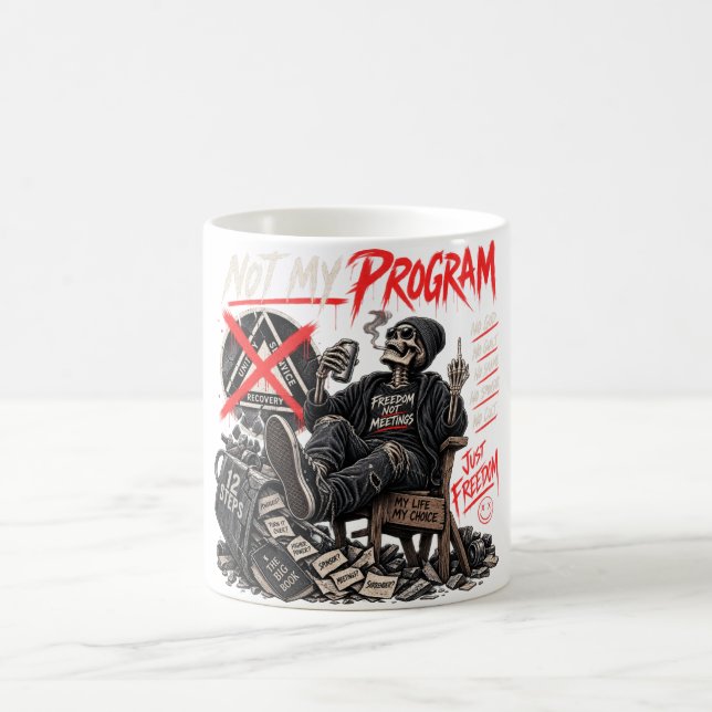 Inte mitt program Anti AA Rolig Skelett Kaffe Mugg (Center)