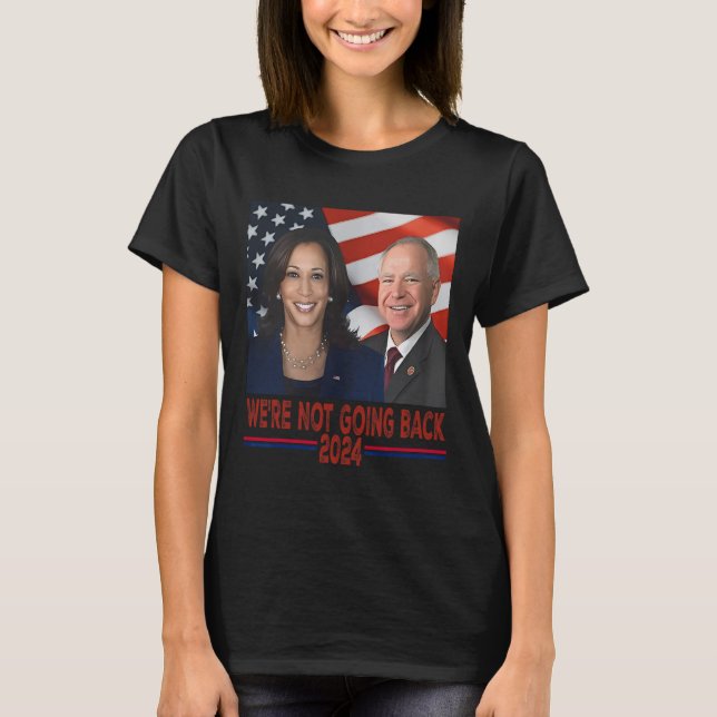 Inte mot Kamala Harris Tim Walz T Shirt (Framsida)
