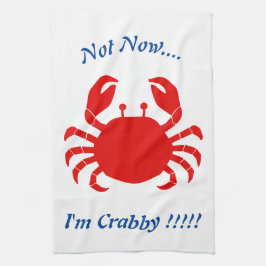 Inte nu.... Jag är Crabby!! Red Crab Blue Ord Kökshandduk