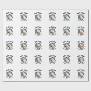 Inte Nu Late Katt Vintage Gravyr Rolig Katt Design Presentpapper