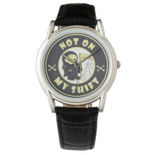 Inte på mitt skiftstöm Reaper Halloween-citat Armbandsur