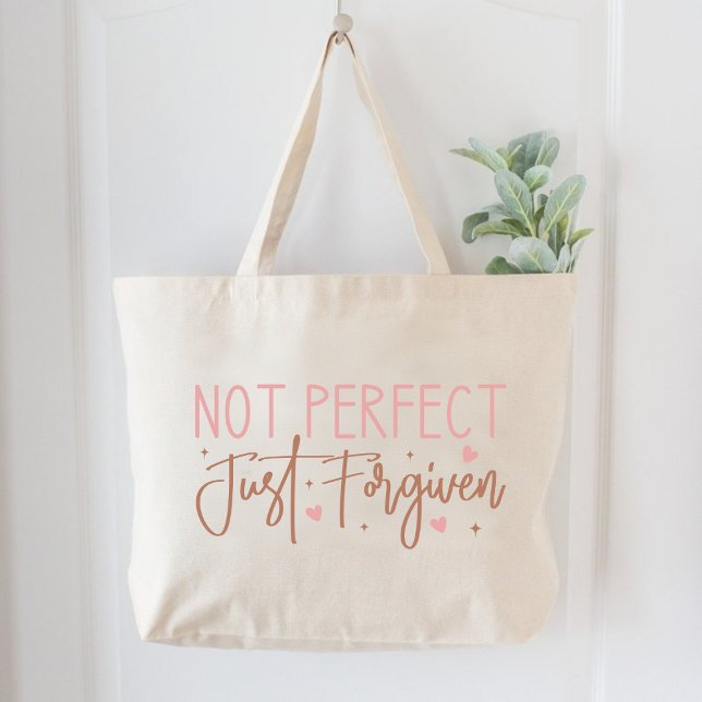 Inte Perfekt, bara för kristna kvinnor Jumbo Tygkasse (Not Perfect, Just Forgiven Christian Women Large Tote Bag)