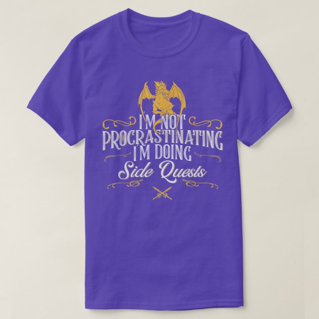 Inte procrastinating Side Quests Funny RPG Gamer D T Shirt (Design framsida)