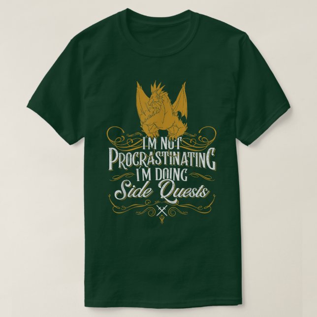 Inte procrastinating Side Quests Funny RPG Gamer D T Shirt (Design framsida)