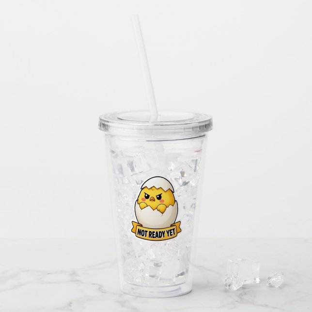 Inte redo än rolig kyckling meme take away mugg (Framsida Ice)