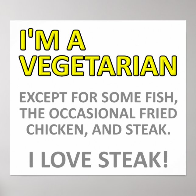 Inte riktigt vegetarian - rolig poster (Framsidan)