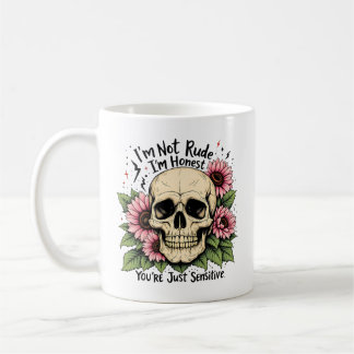 Inte Rude Mugg | Funny Skull & Blommigt Coffee Kop