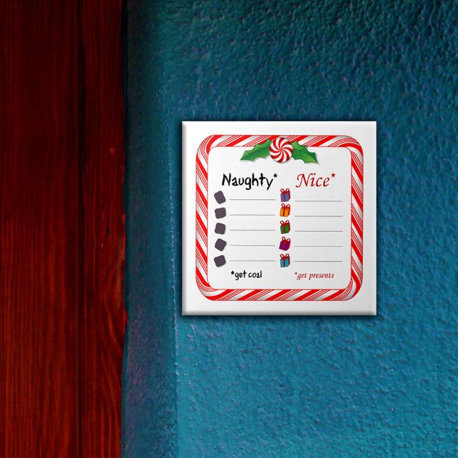 Inte så subtil Naughty eller Nice Kakelplatta (Not so Subtle Naughty or Nice Ceramic Tile.)