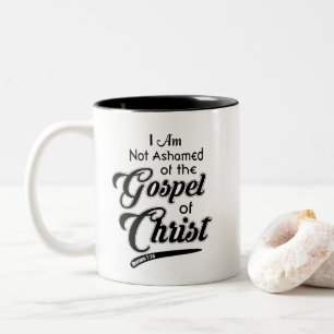 Inte skamsen kristen religiös bibelkaffemugg Två-Tonad mugg