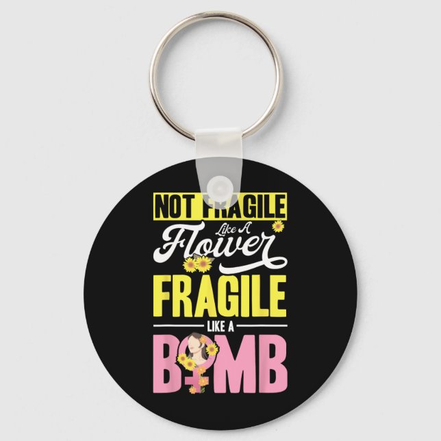Inte skör som en blomma som bomb 2 nyckelring (Framsida)