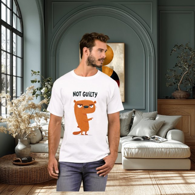 Inte skyldig Roligt fräckt utter-tecken present T Shirt (Skapare uppladdad)