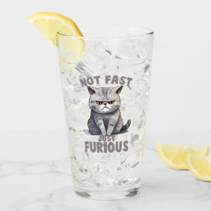 Inte snabb, precis ren, ren Grått Cat Humor Glaskopp