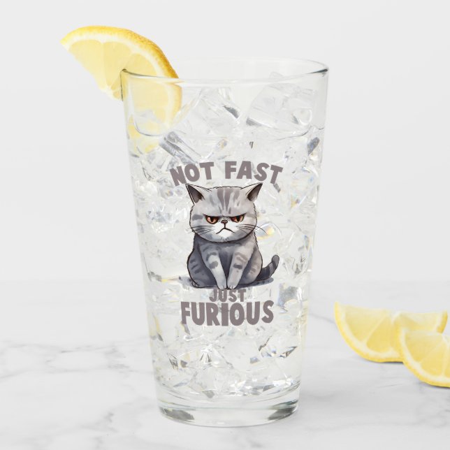 Inte snabb, precis ren, ren Grått Cat Humor Glaskopp (Framsida Ice)