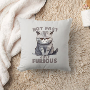 Inte snabb, precis ren, ren Grått Cat Humor Kudde