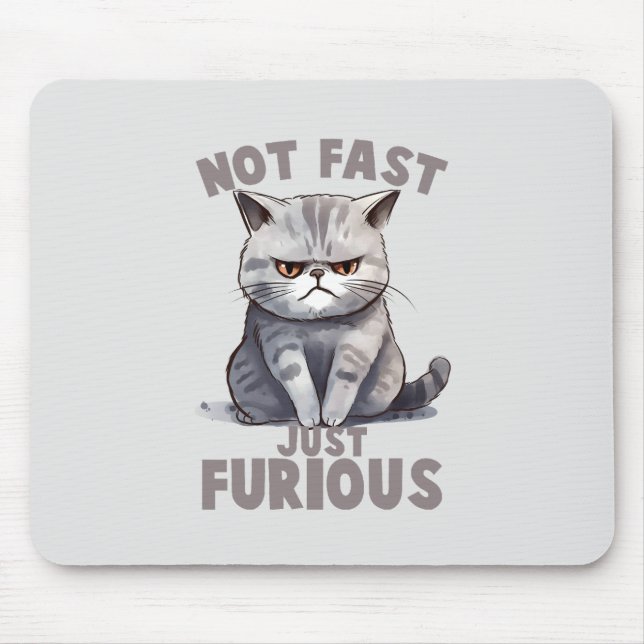 Inte snabb, precis ren, ren Grått Cat Humor Musmatta (Framsidan)