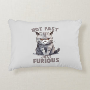 Inte snabb, precis ren, ren Grått Cat Humor Prydnadskudde