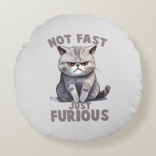 Inte snabb, precis ren, ren Grått Cat Humor Rund Kudde