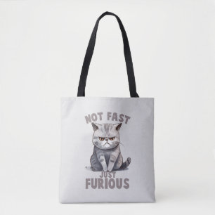 Inte snabb, precis ren, ren Grått Cat Humor Tygkasse