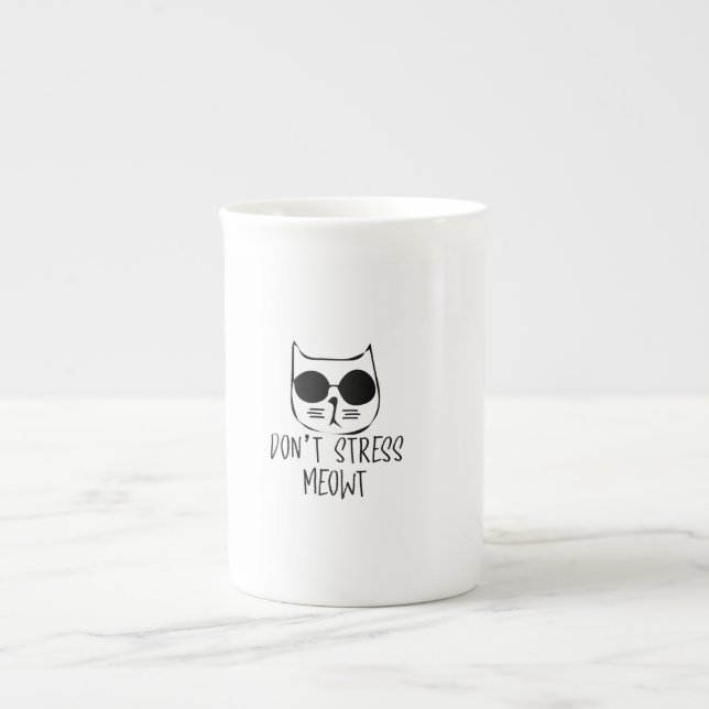 inte stressa mow motiverande kattdesign benporslin mugg (Framsidan)