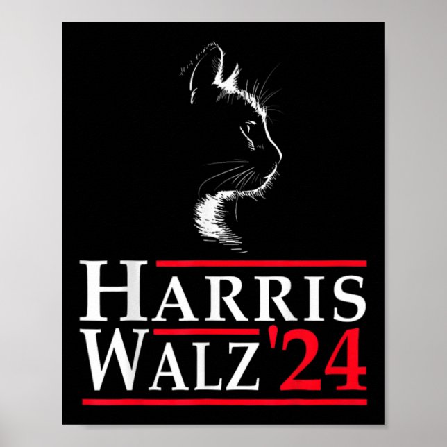 Inte tillbaka Kamala Harris Cat Dam 2024 Val Poster (Framsidan)