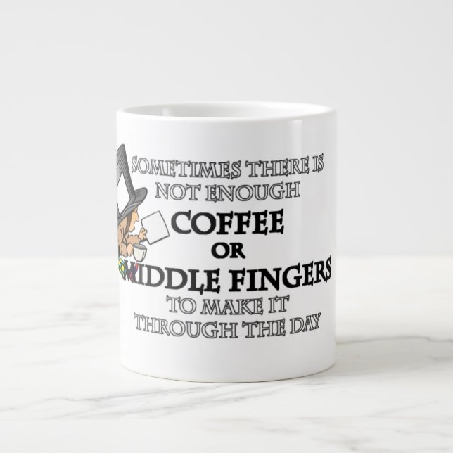 Inte tillräckligt med kaffe eller Mitten Finger-ka Jumbo Mugg (Framsidan)