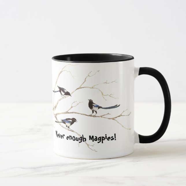 Inte tillräckligt med Magpies Roligt Bird Quote Mugg (Höger)