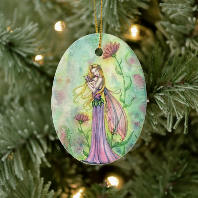 Inte Underbarare Älvorna Mor och Baby Julgransprydnad Keramik (Träd)