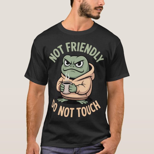 Inte Vänlig Rör Inte Groda Kaffe Introvert T Shirt (Framsida)