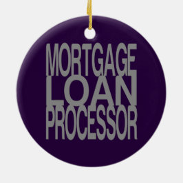 Inteckna lånprocessorn i högväxt silvertext julgransprydnad keramik