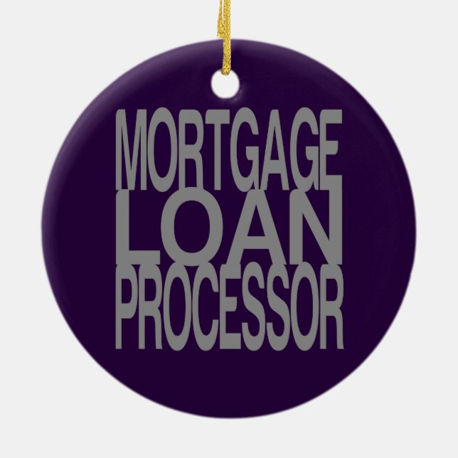 Inteckna lånprocessorn i högväxt silvertext julgransprydnad keramik (Baksidan)