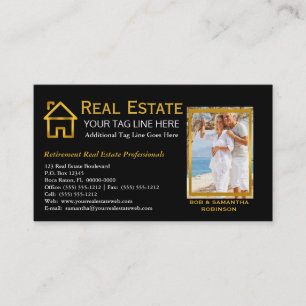 Intecknar den guld- fastigheten för svart visitkort