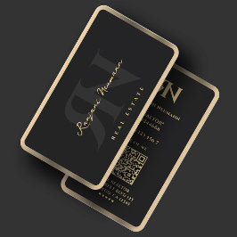 Inteckningsmäklare Brokers Svart Falsk Guld Ram Visitkort