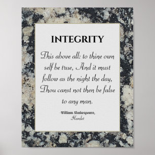 Integritet Shakespeare Quote Values Honor Granite Poster