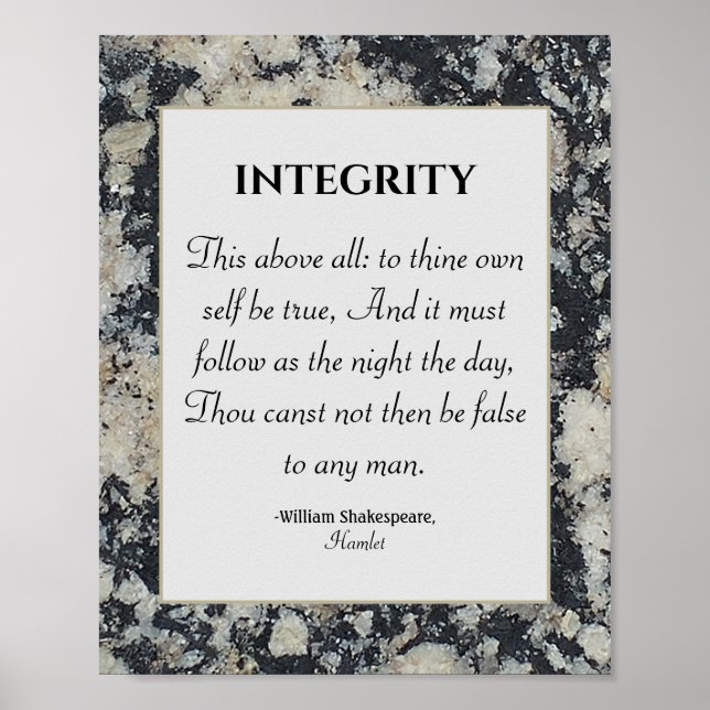 Integritet Shakespeare Quote Values Honor Granite Poster (Framsidan)