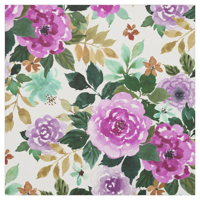 INTEGRITY Lila Mint Guld Blommigt Tyg (Provkarta)
