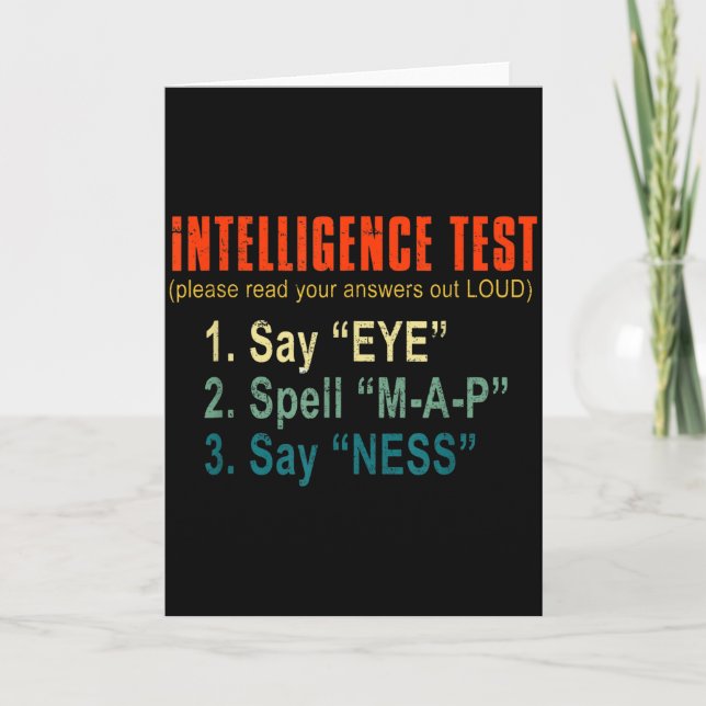 Intelligence Test Adult Humor Funny Sarcasm Graphi Kort (Framsida)