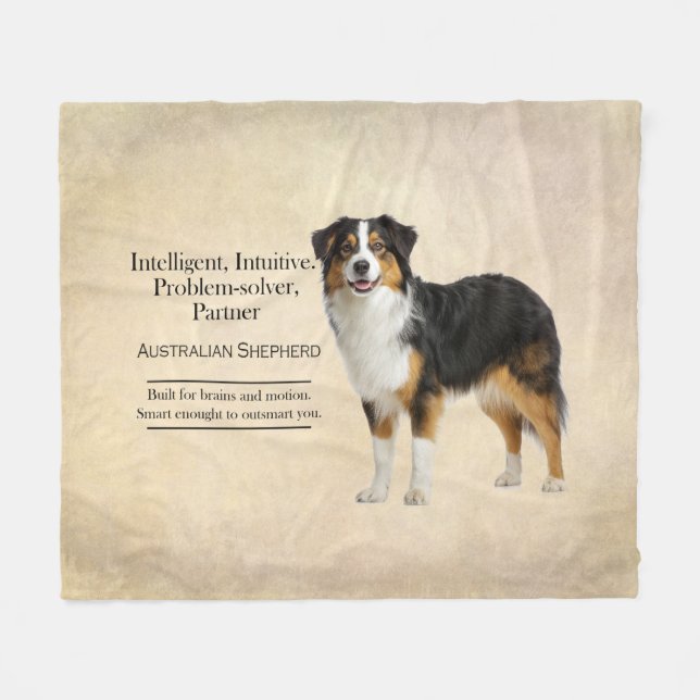 Intelligens hos Blue Merle Australian Shepherd Fleecefilt (Framsidan (Horisontell))