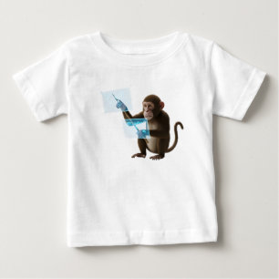 Intelligent apor som använder futuristisk holograf t shirt